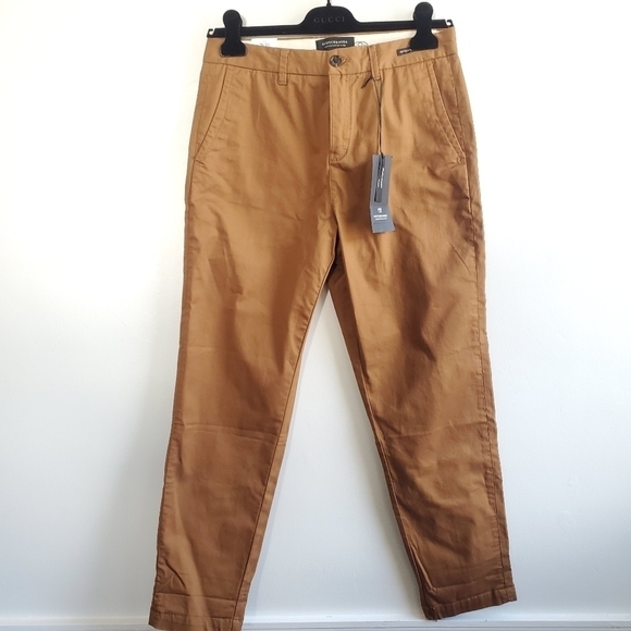 New Scotch & Soda Fave Organic Chino Regular Tapered Fit Rust Brown Pants 28/32 - Picture 9 of 15